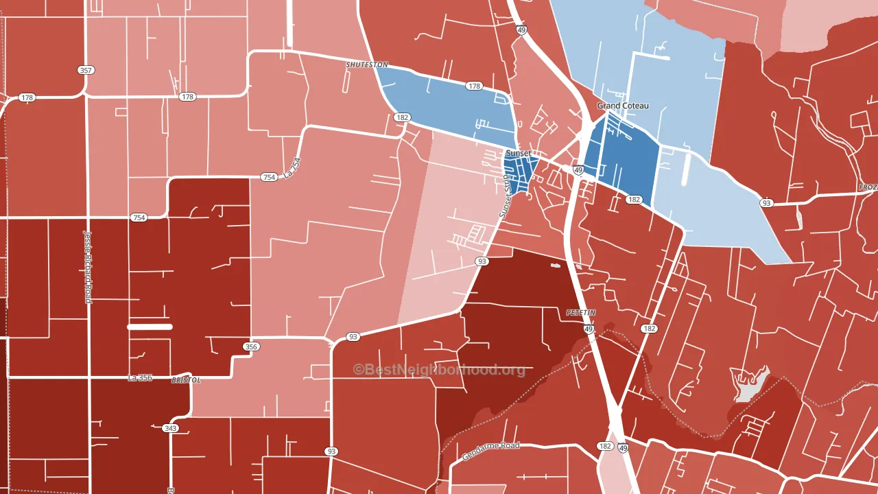 70584, LA block-group political-lean map
