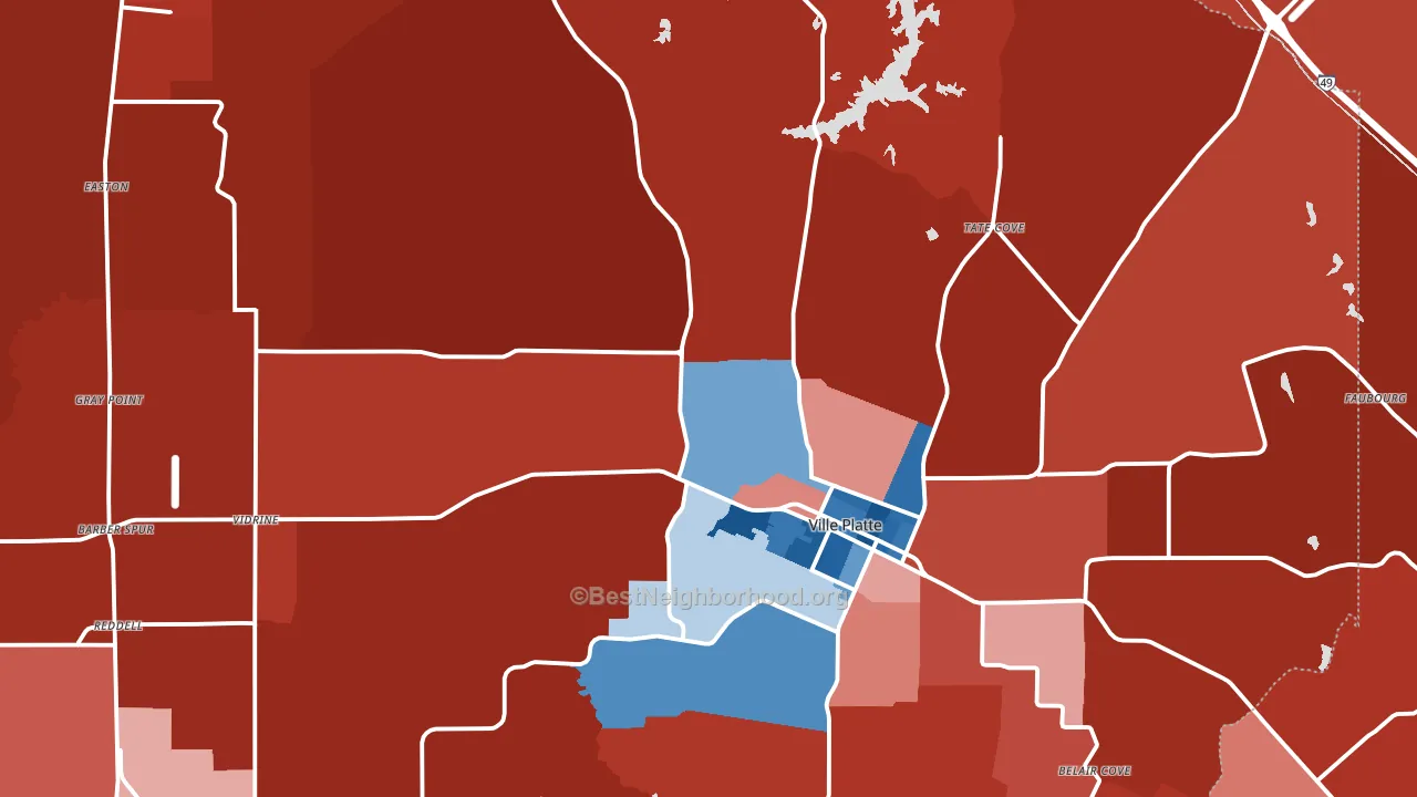 70586, LA block-group political-lean map
