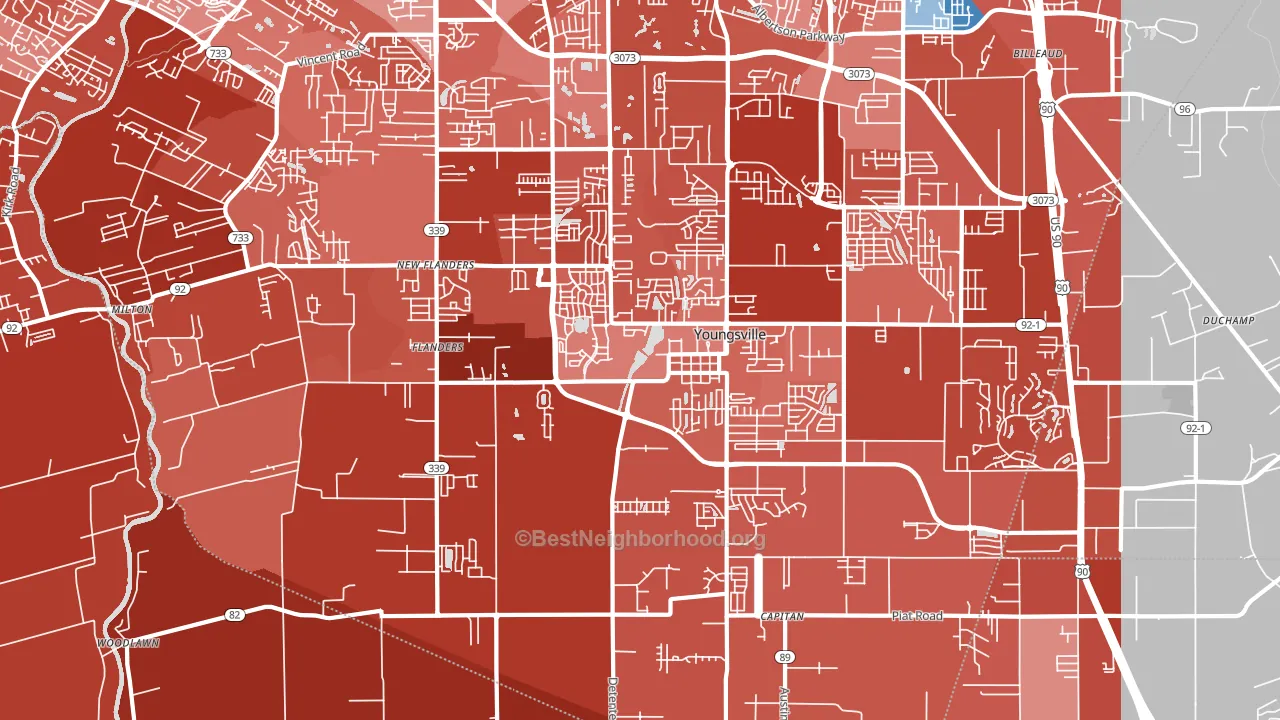 70592, LA block-group political-lean map