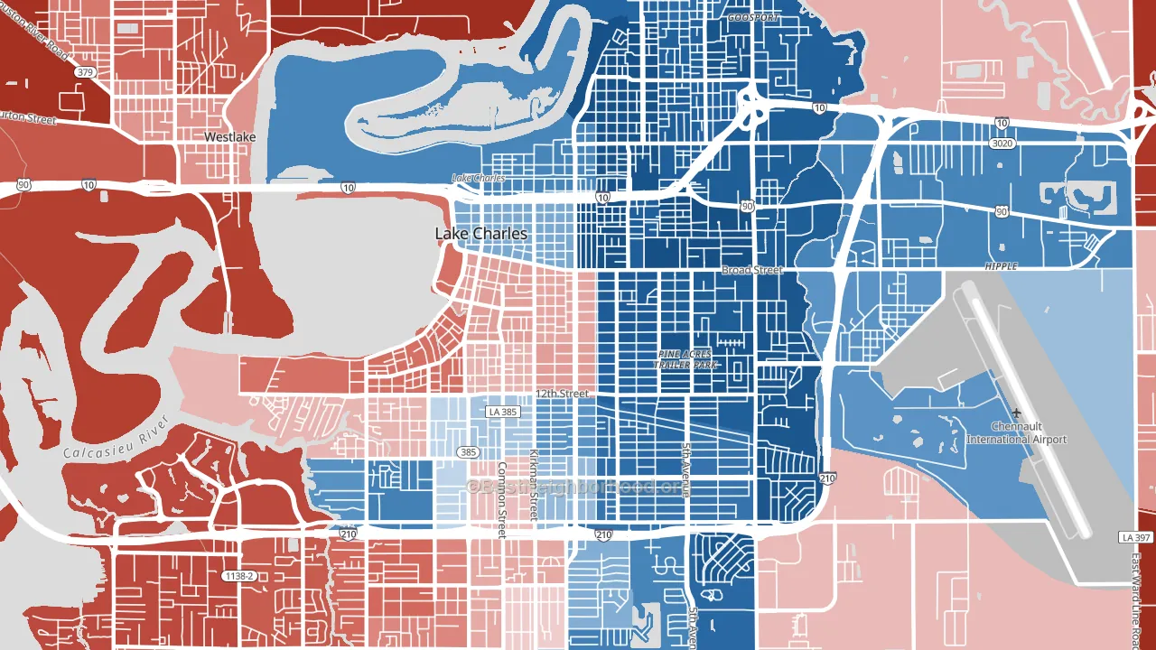 70601, LA block-group political-lean map