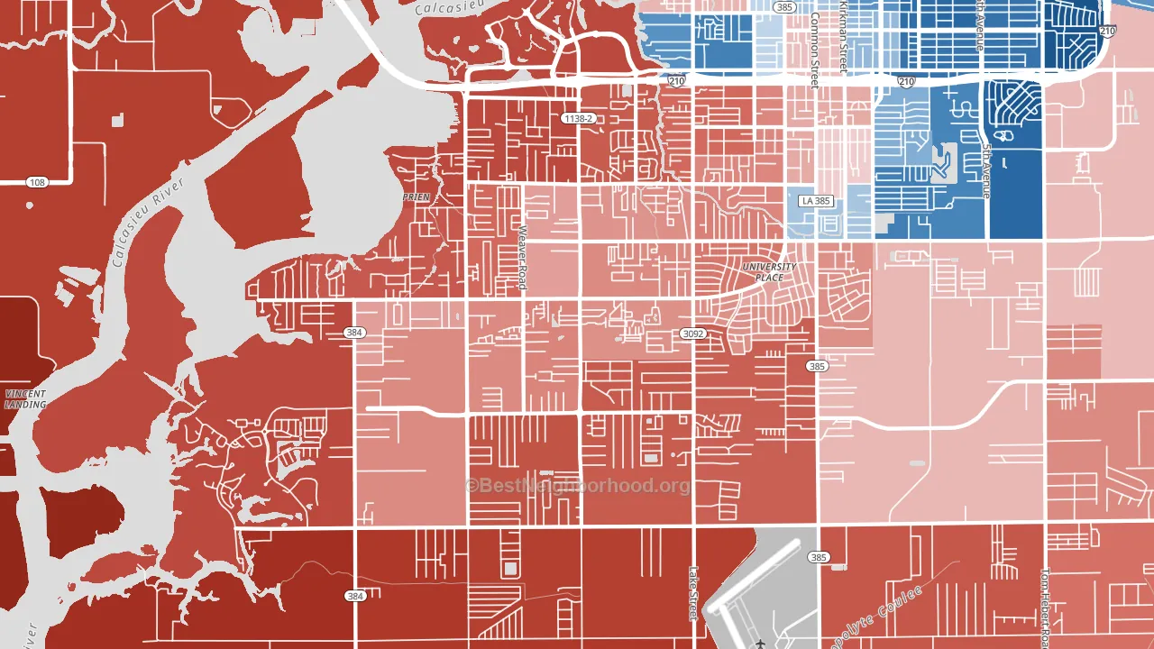 70605, LA block-group political-lean map