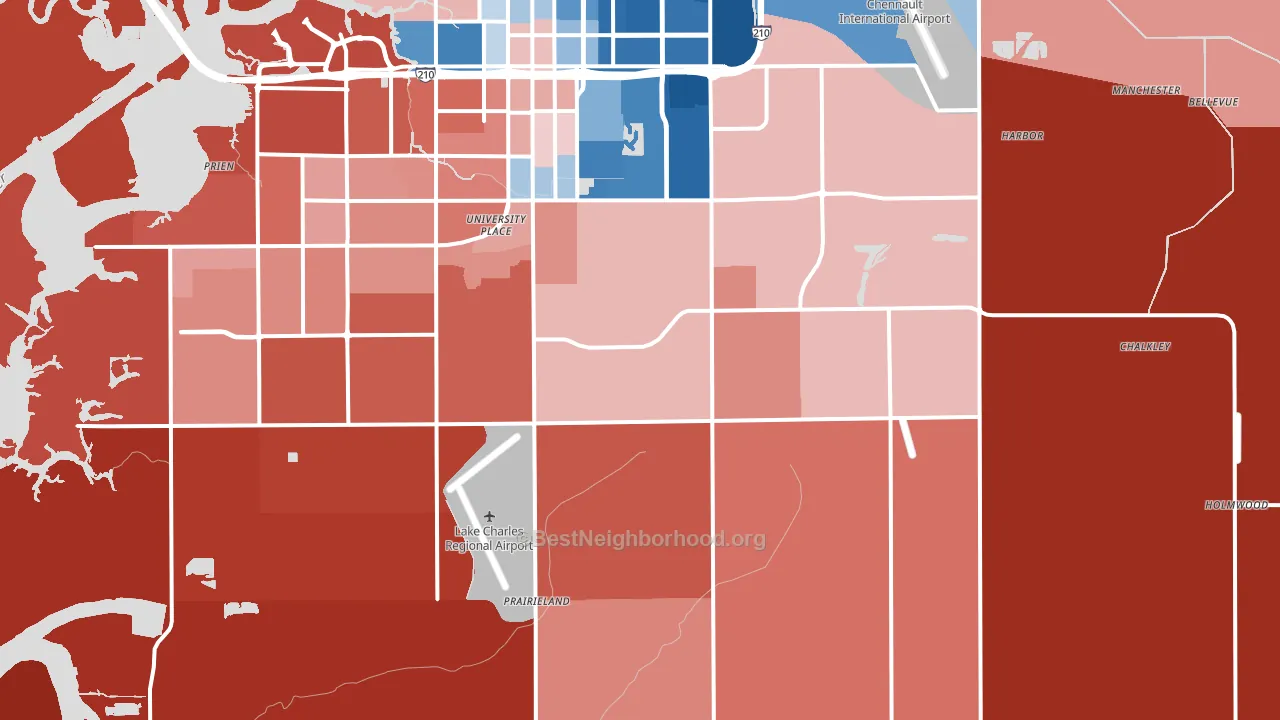 70607, LA block-group political-lean map