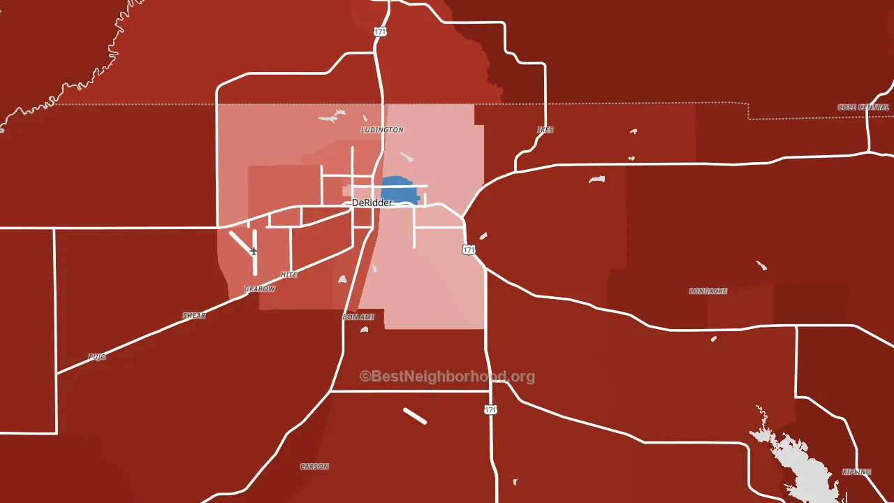 70634, LA block-group political-lean map