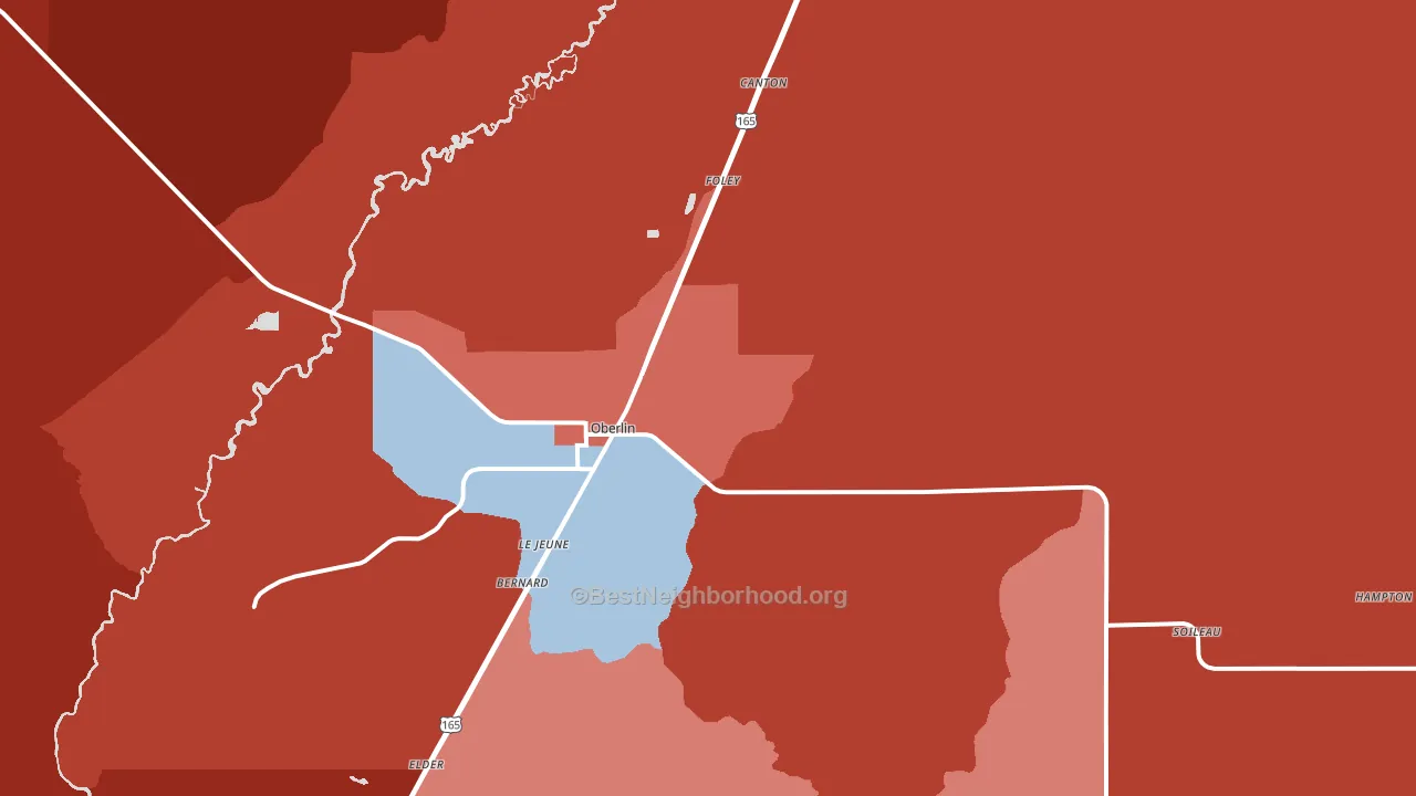 70655, LA block-group political-lean map