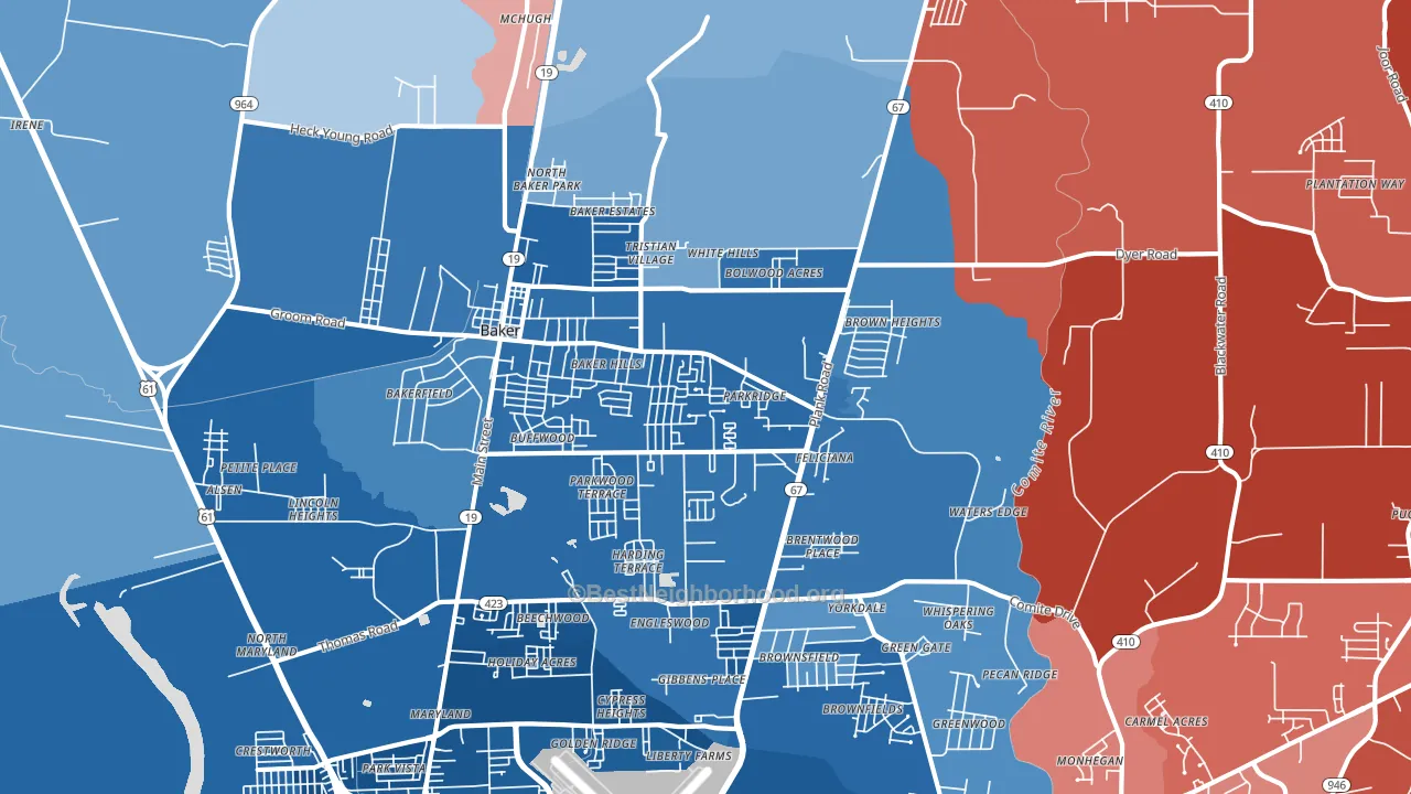 70714, LA block-group political-lean map
