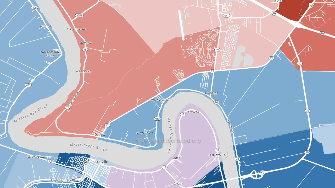 70725, LA block-group political-lean map
