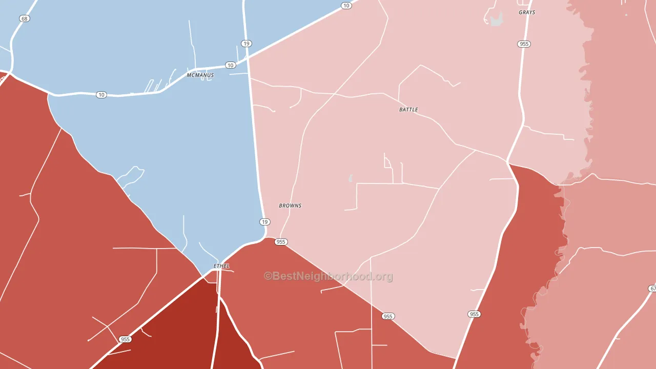 70730, LA block-group political-lean map