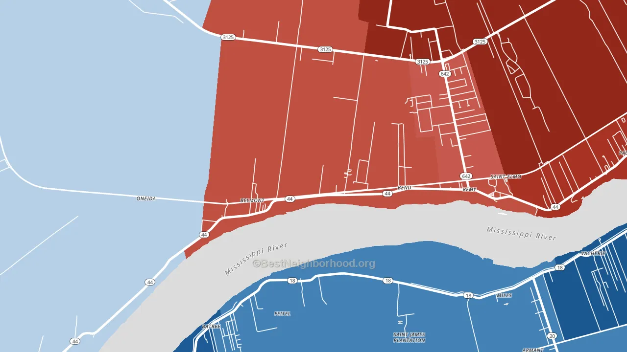 70743, LA block-group political-lean map