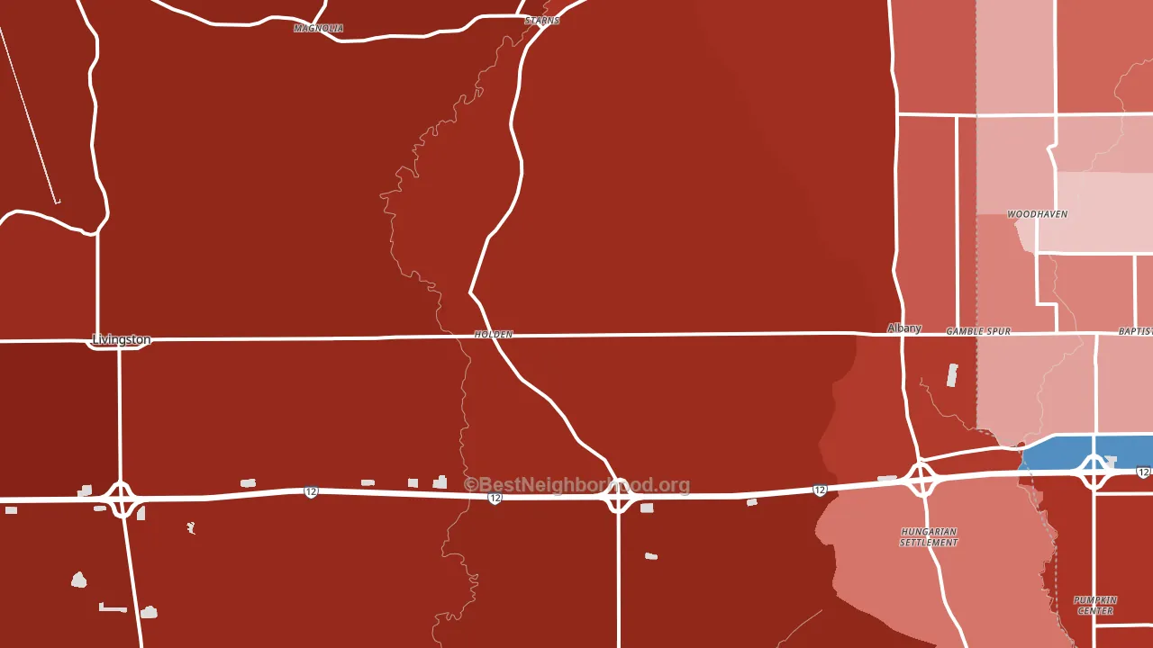 70744, LA block-group political-lean map
