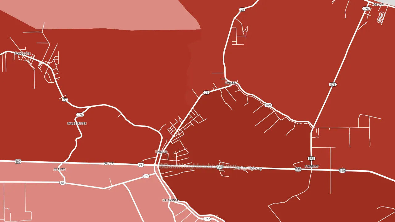 70755, LA block-group political-lean map
