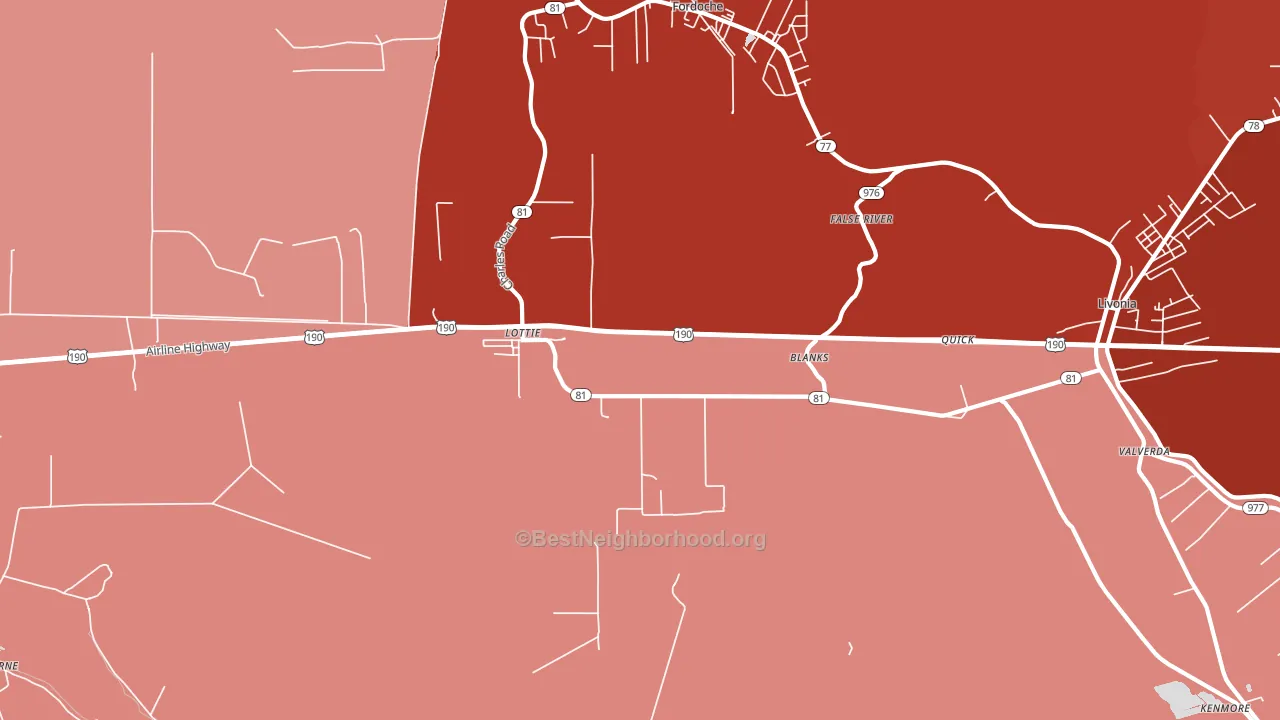 70756, LA block-group political-lean map