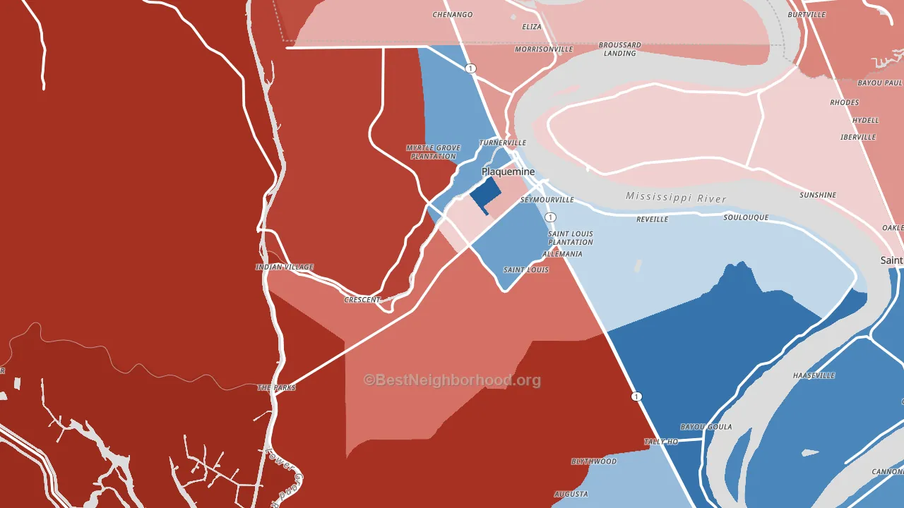 70764, LA block-group political-lean map