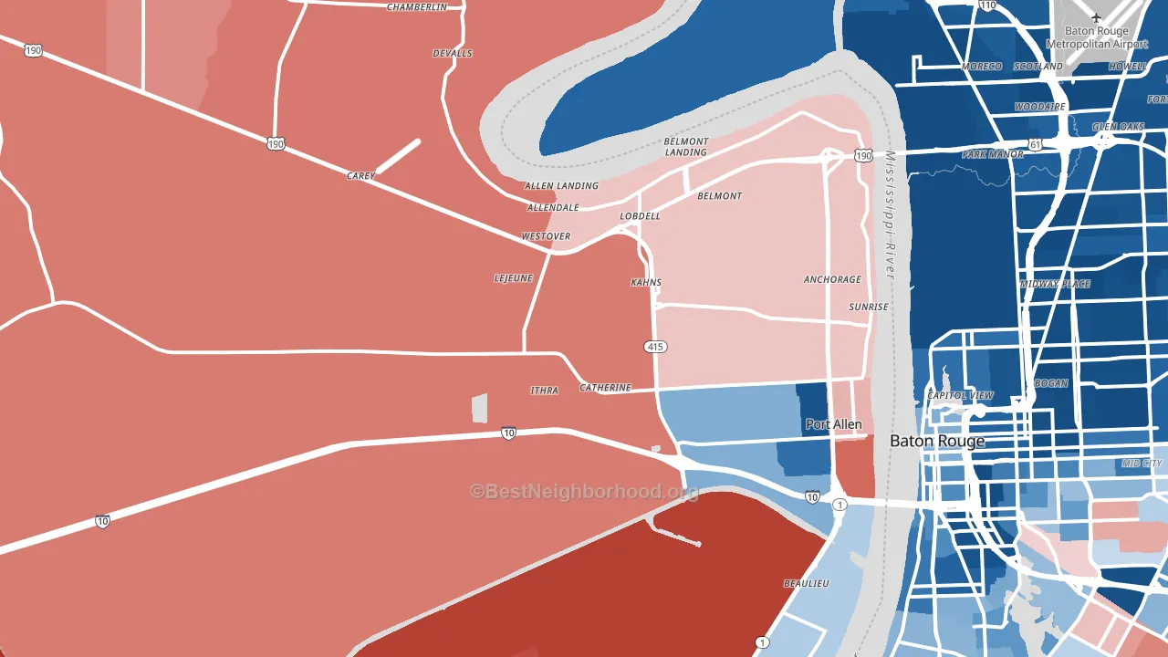 70767, LA block-group political-lean map