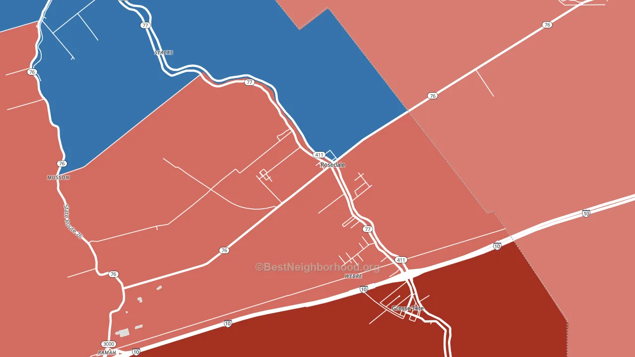 70772, LA block-group political-lean map