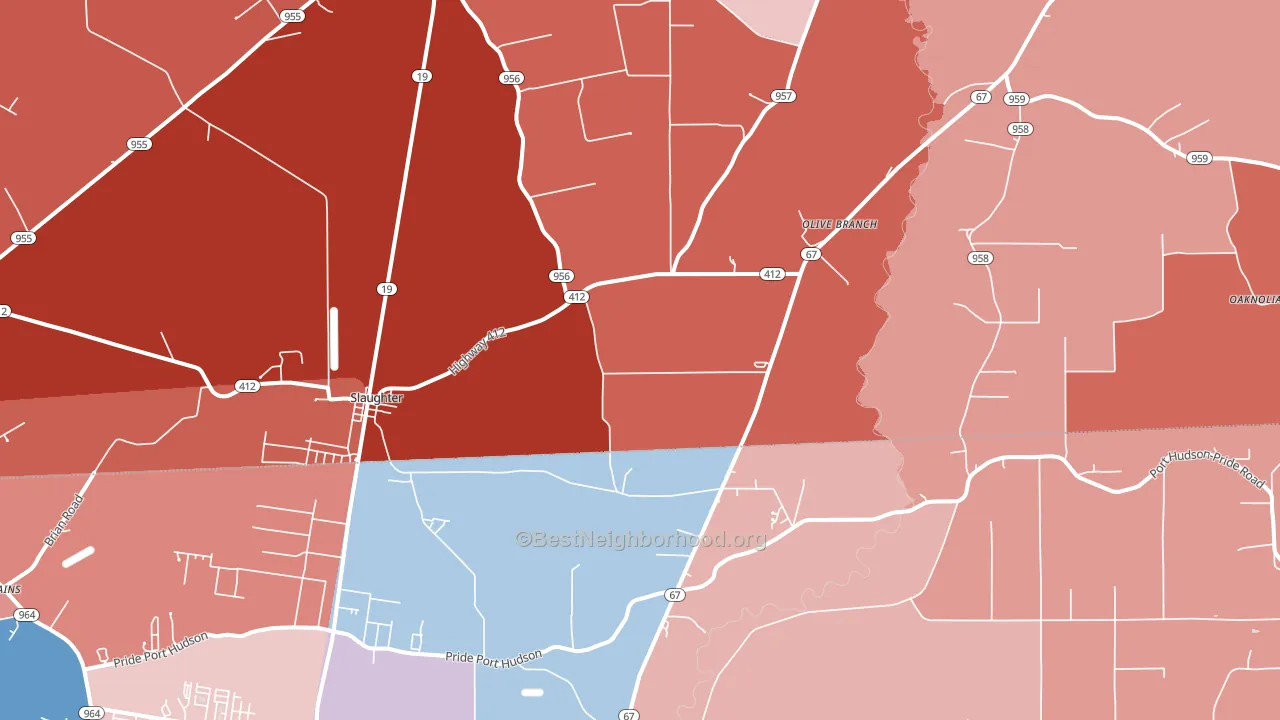70777, LA block-group political-lean map