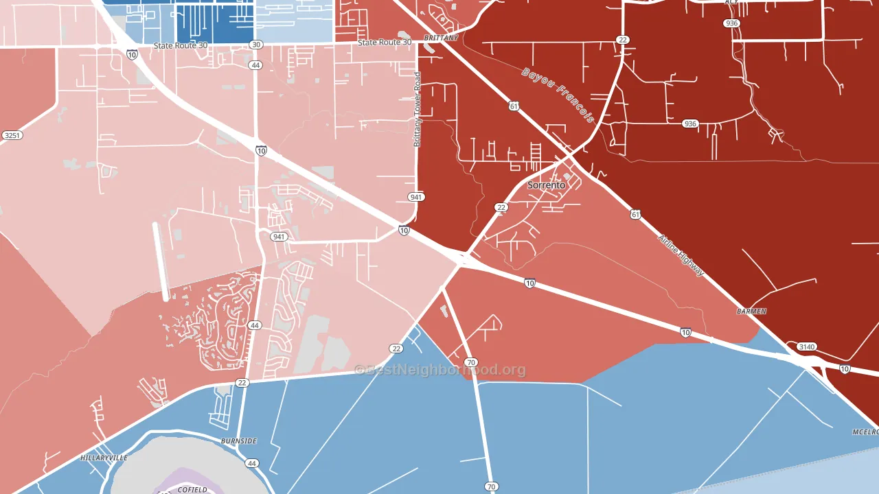 70778, LA block-group political-lean map