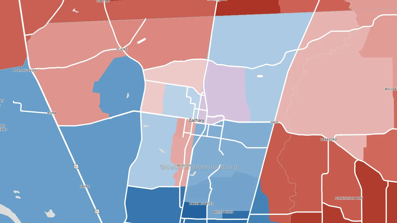 70791, LA block-group political-lean map