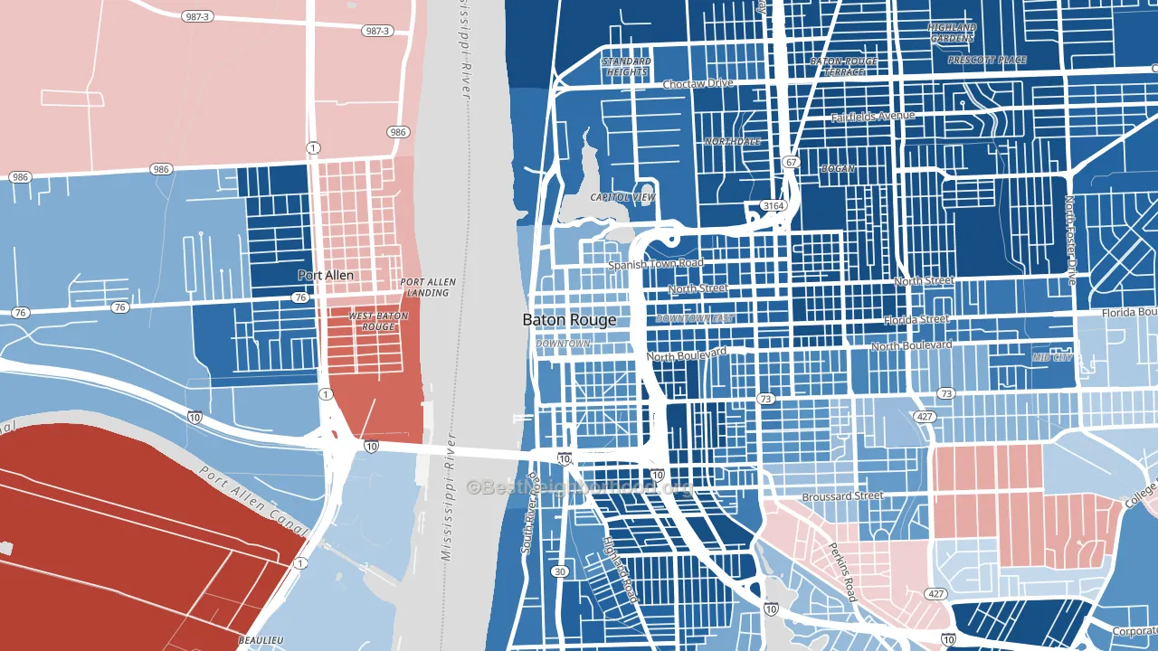 70801, LA block-group political-lean map