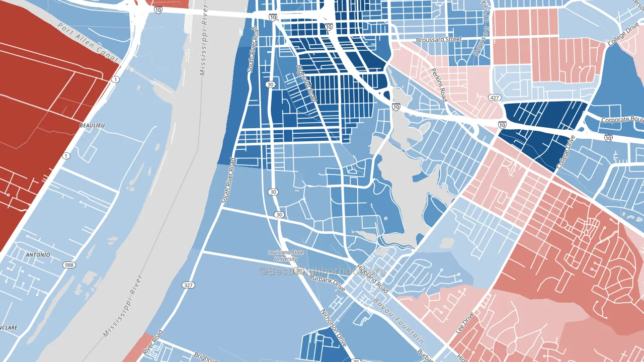 70803, LA block-group political-lean map