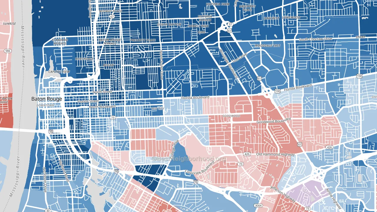 70806, LA block-group political-lean map
