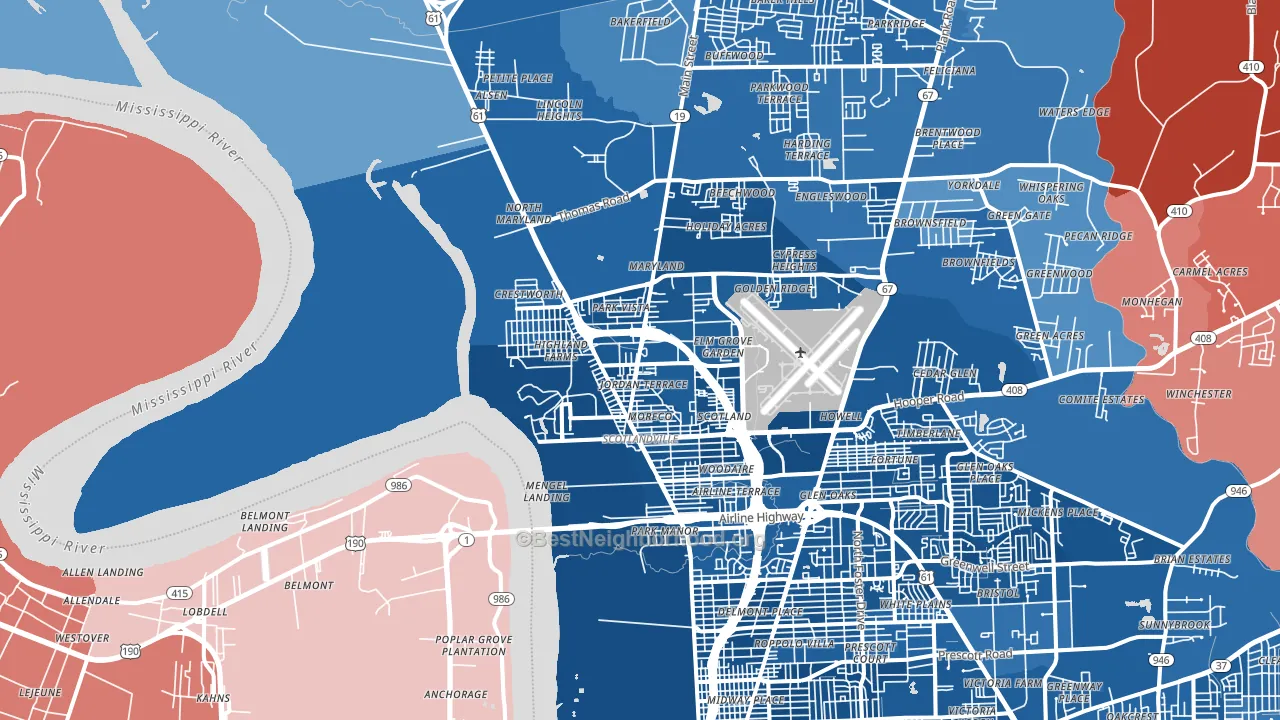 70807, LA block-group political-lean map