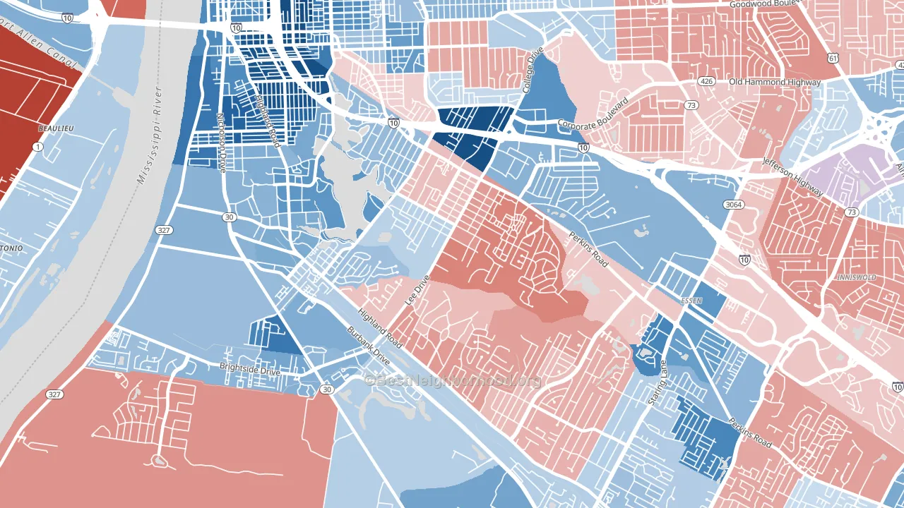 70808, LA block-group political-lean map