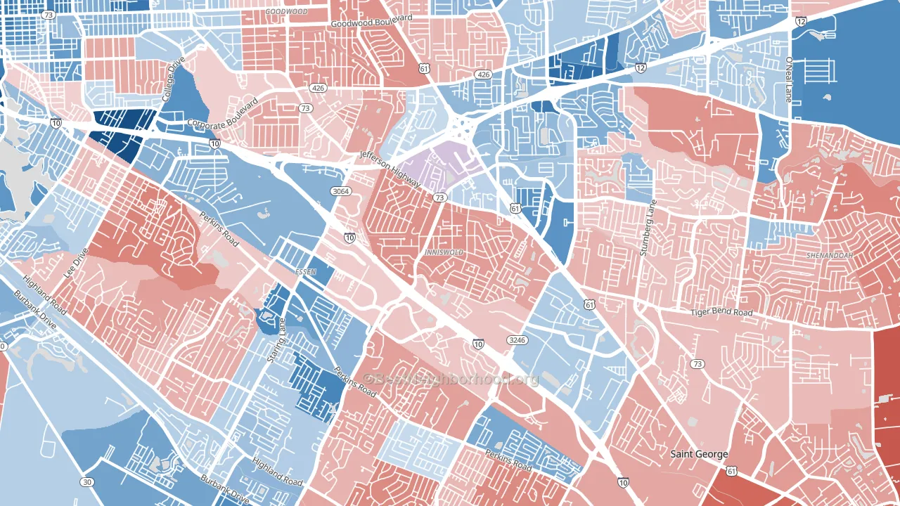 70809, LA block-group political-lean map