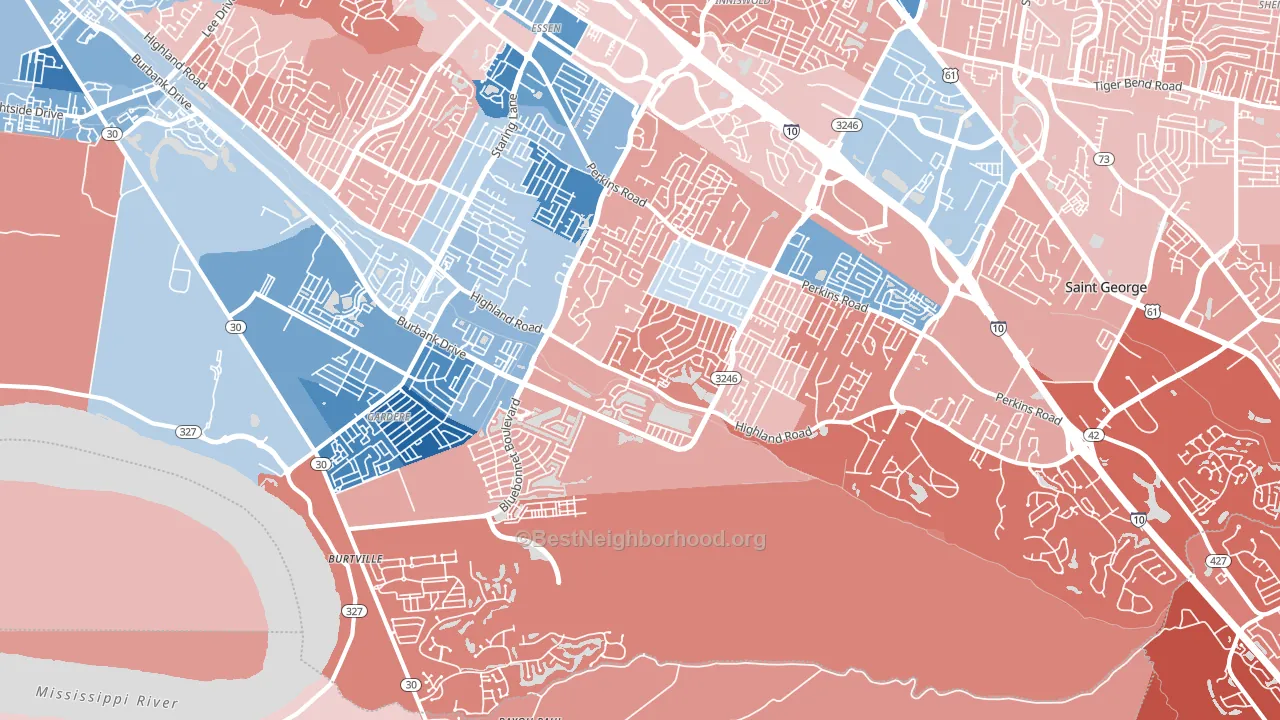 70810, LA block-group political-lean map