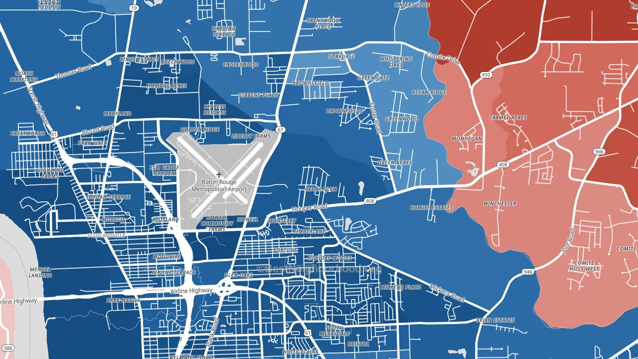 70811, LA block-group political-lean map