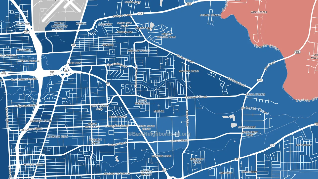 70812, LA block-group political-lean map