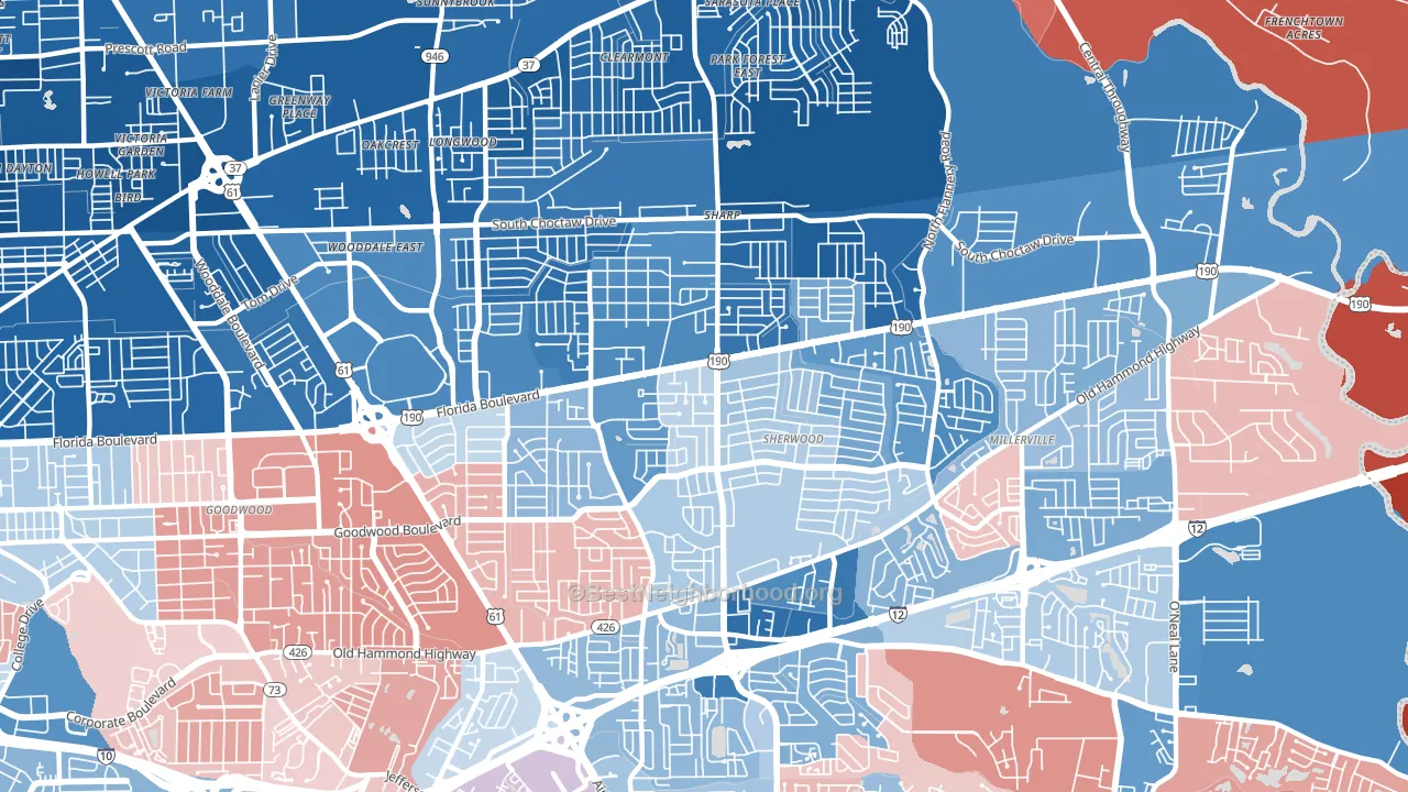 70815, LA block-group political-lean map