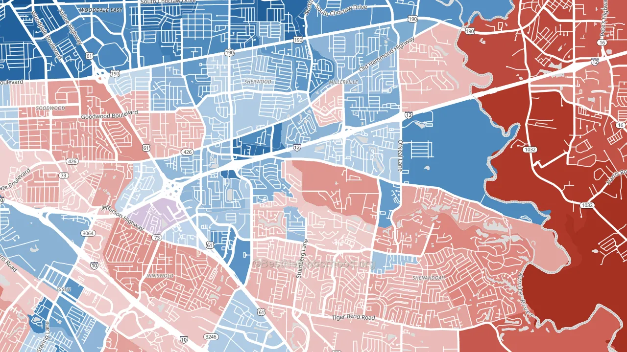 70816, LA block-group political-lean map