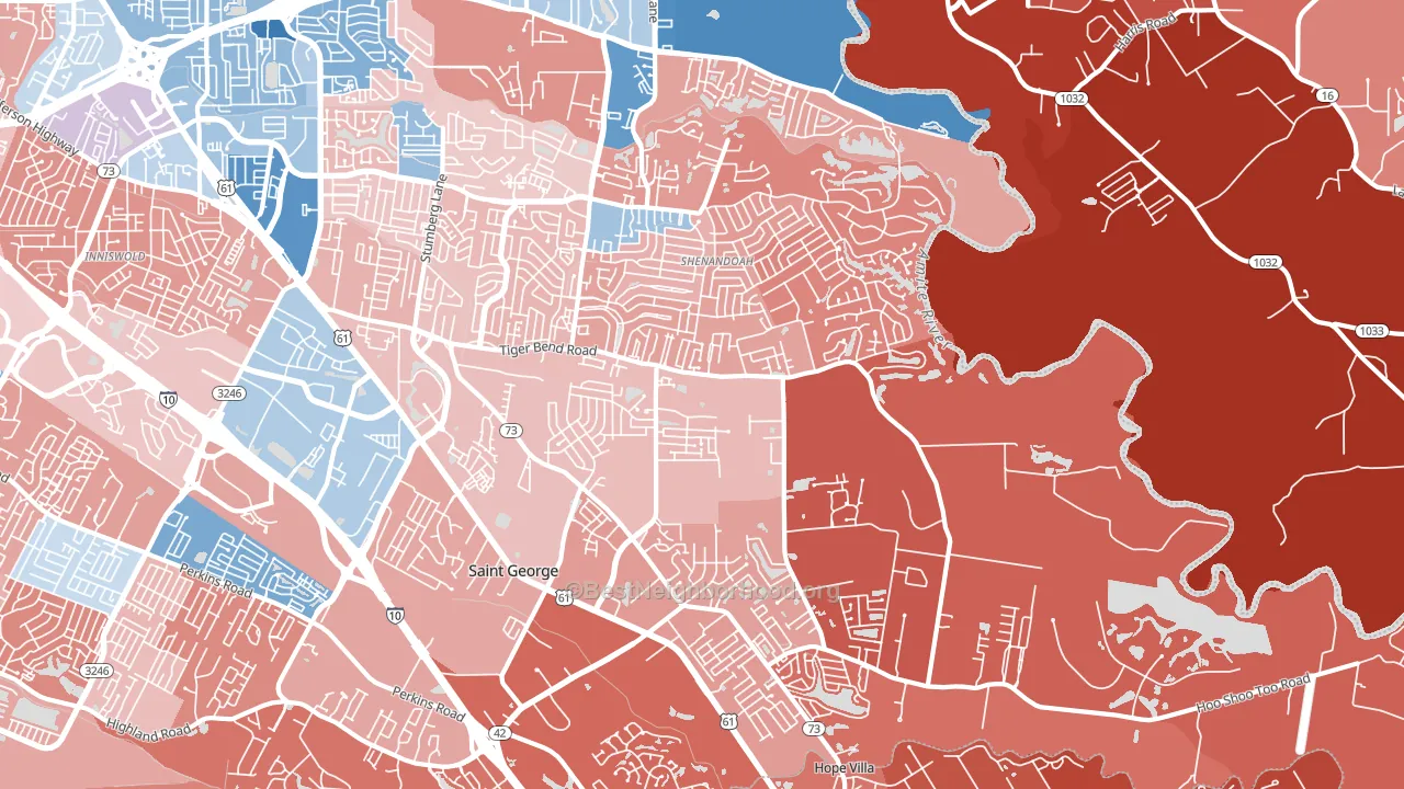 70817, LA block-group political-lean map