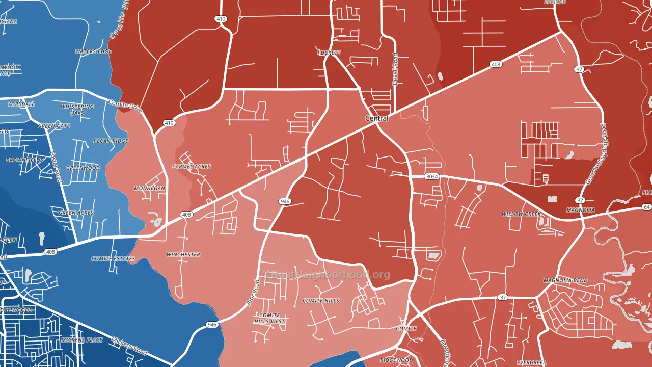 70818, LA block-group political-lean map