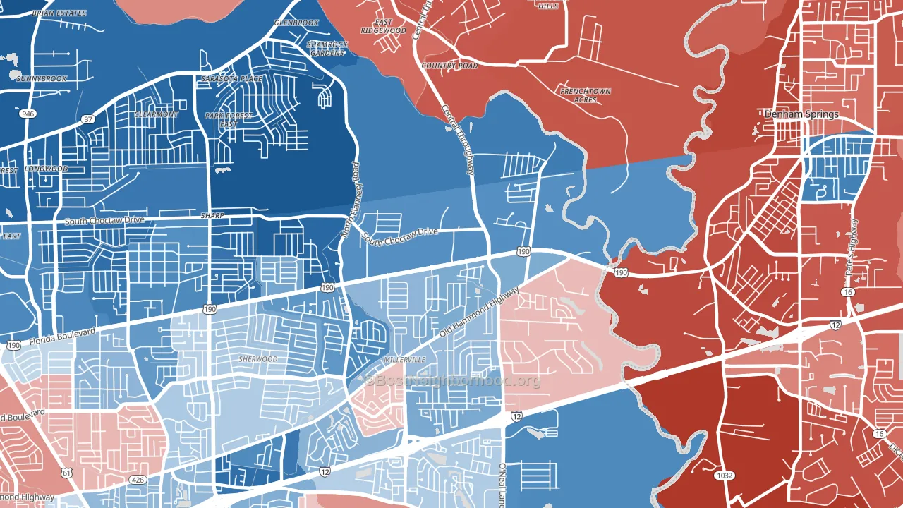 70819, LA block-group political-lean map