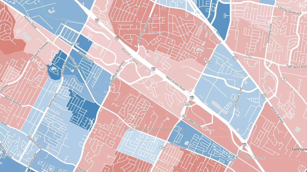 70836, LA block-group political-lean map