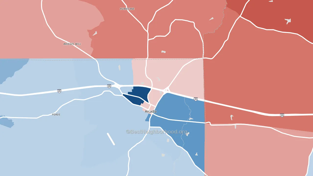 71001, LA block-group political-lean map