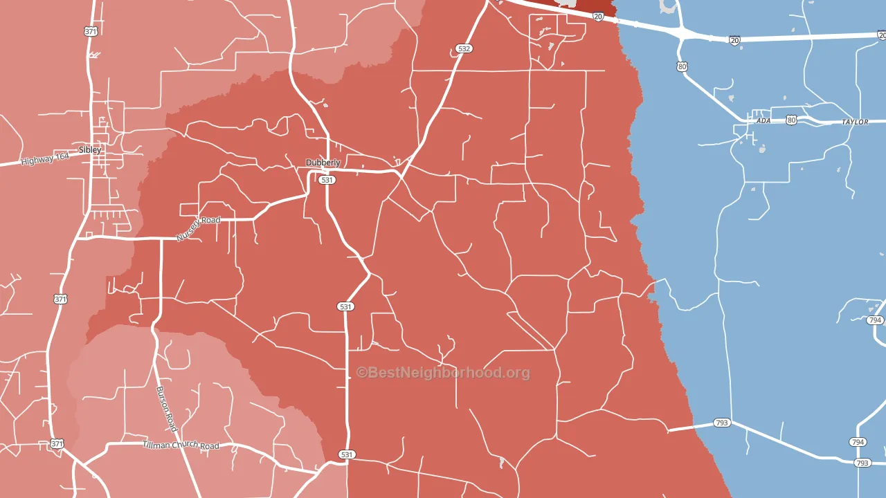 71024, LA block-group political-lean map