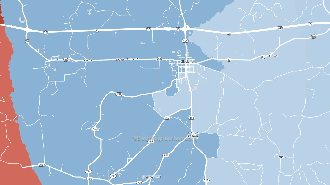 71028, LA block-group political-lean map