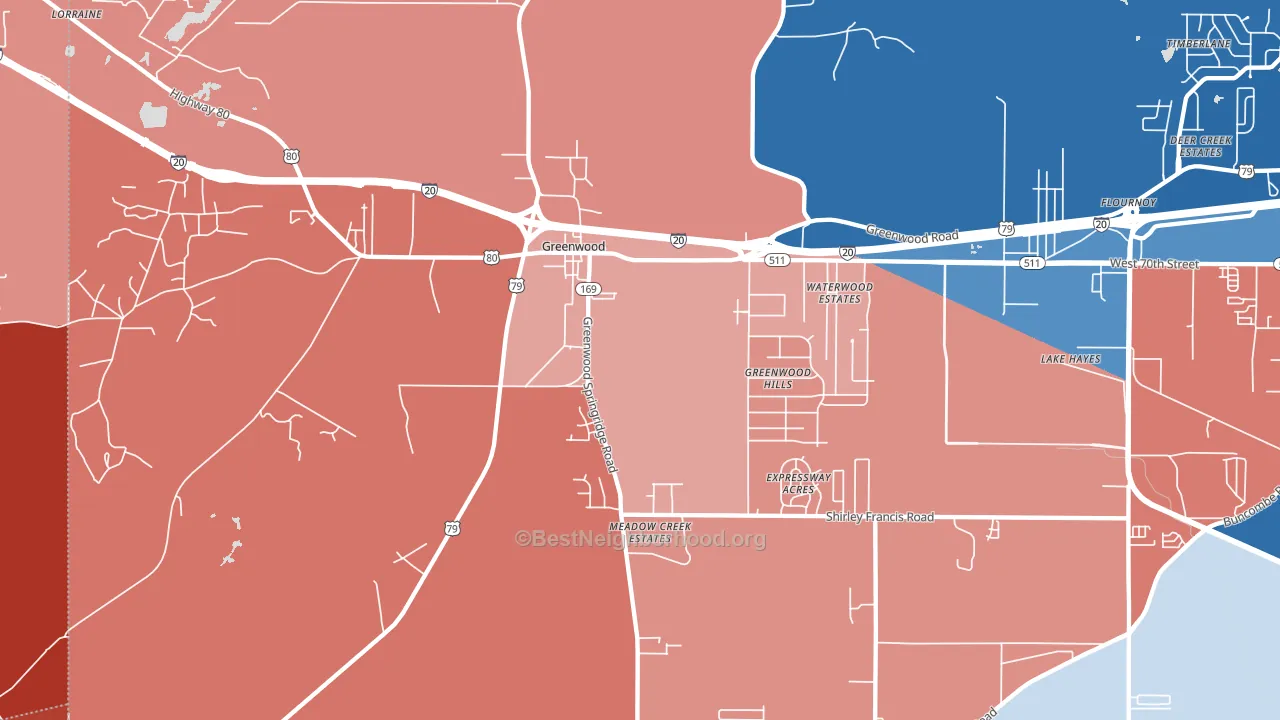 71033, LA block-group political-lean map