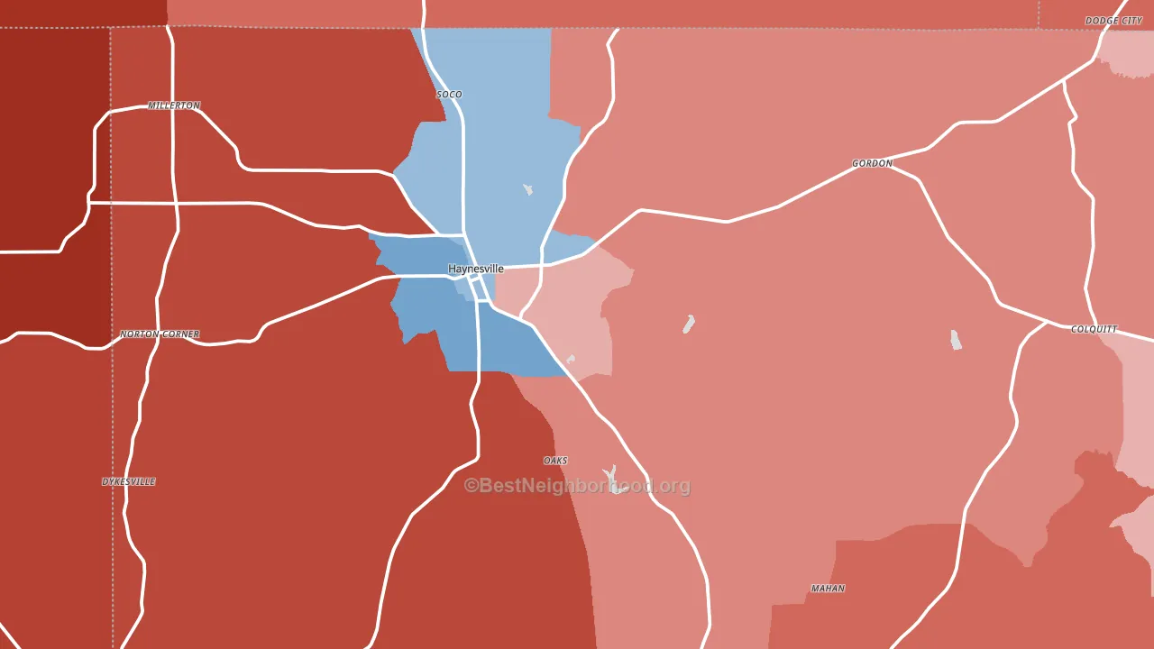 71038, LA block-group political-lean map
