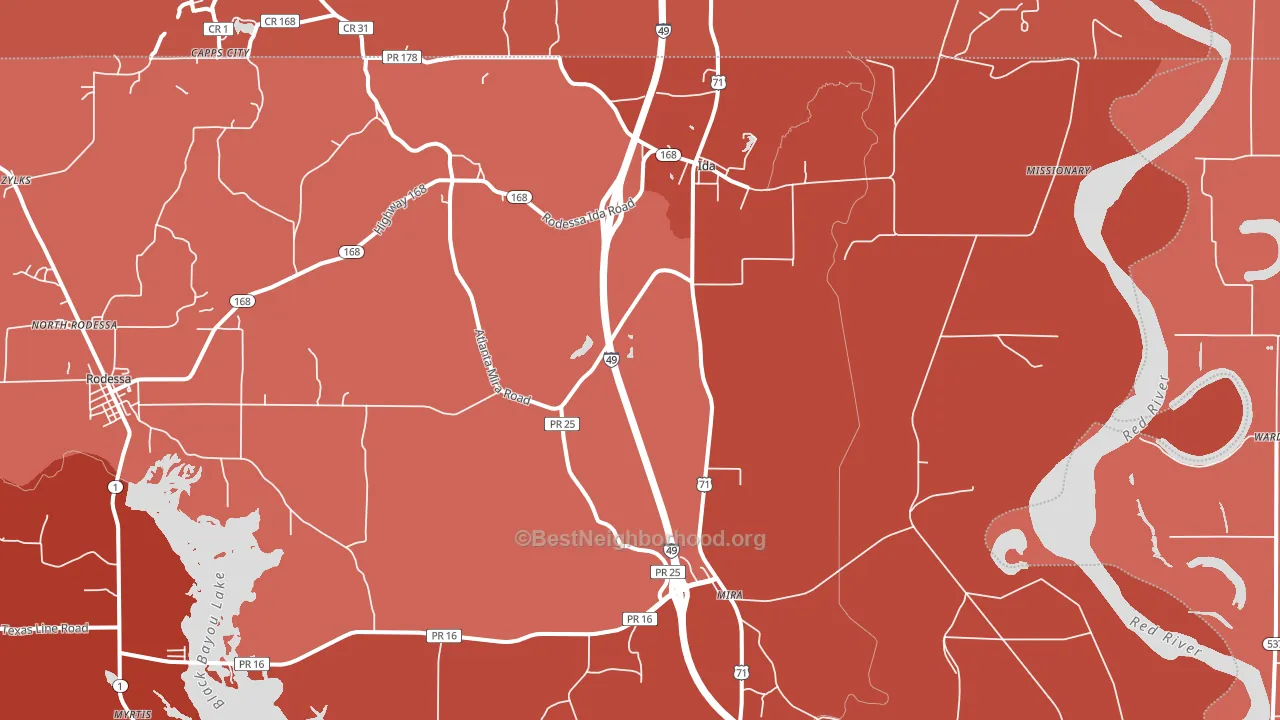 71044, LA block-group political-lean map