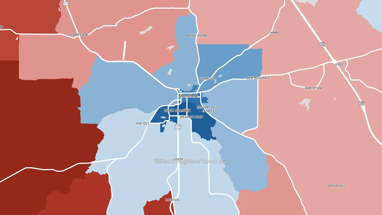 71052, LA block-group political-lean map