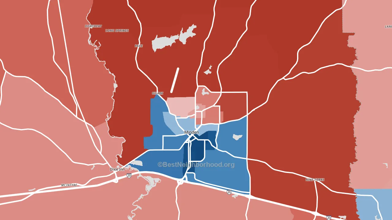 71055, LA block-group political-lean map