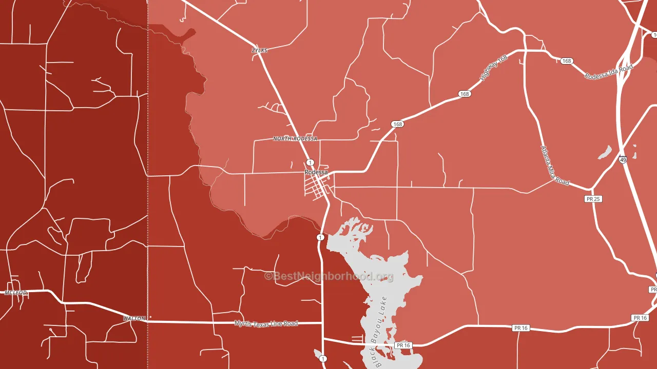 71069, LA block-group political-lean map