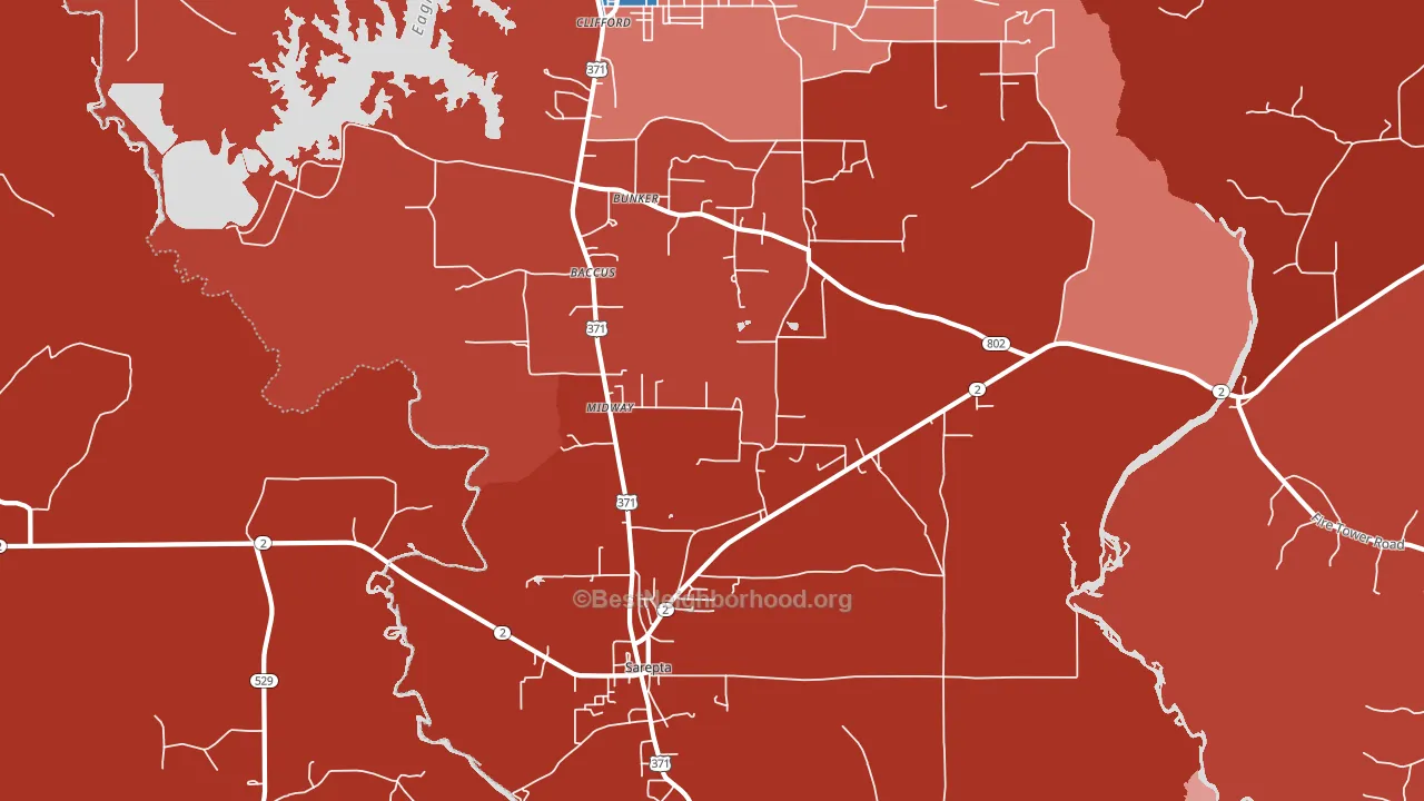 71071, LA block-group political-lean map