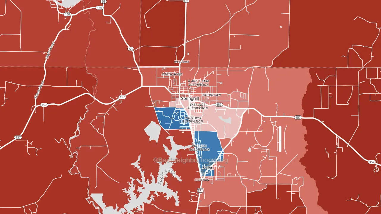 71075, LA block-group political-lean map