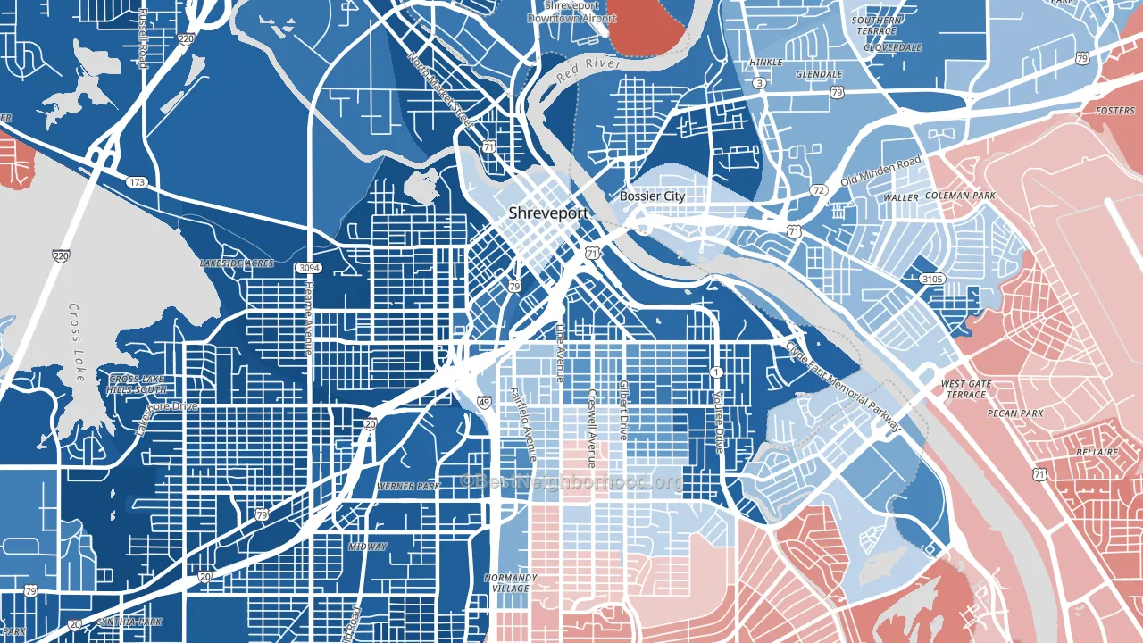 71101, LA block-group political-lean map