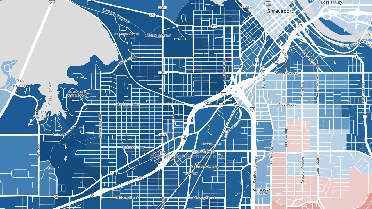 71103, LA block-group political-lean map