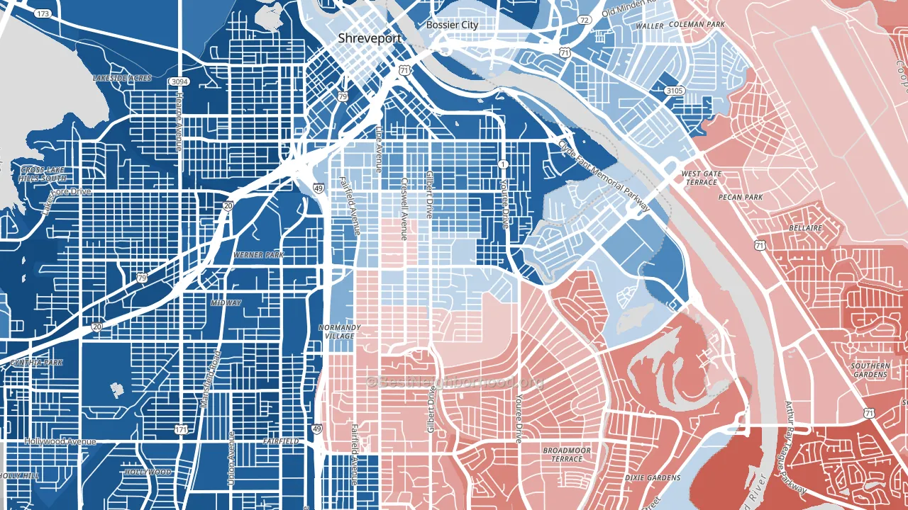 71104, LA block-group political-lean map